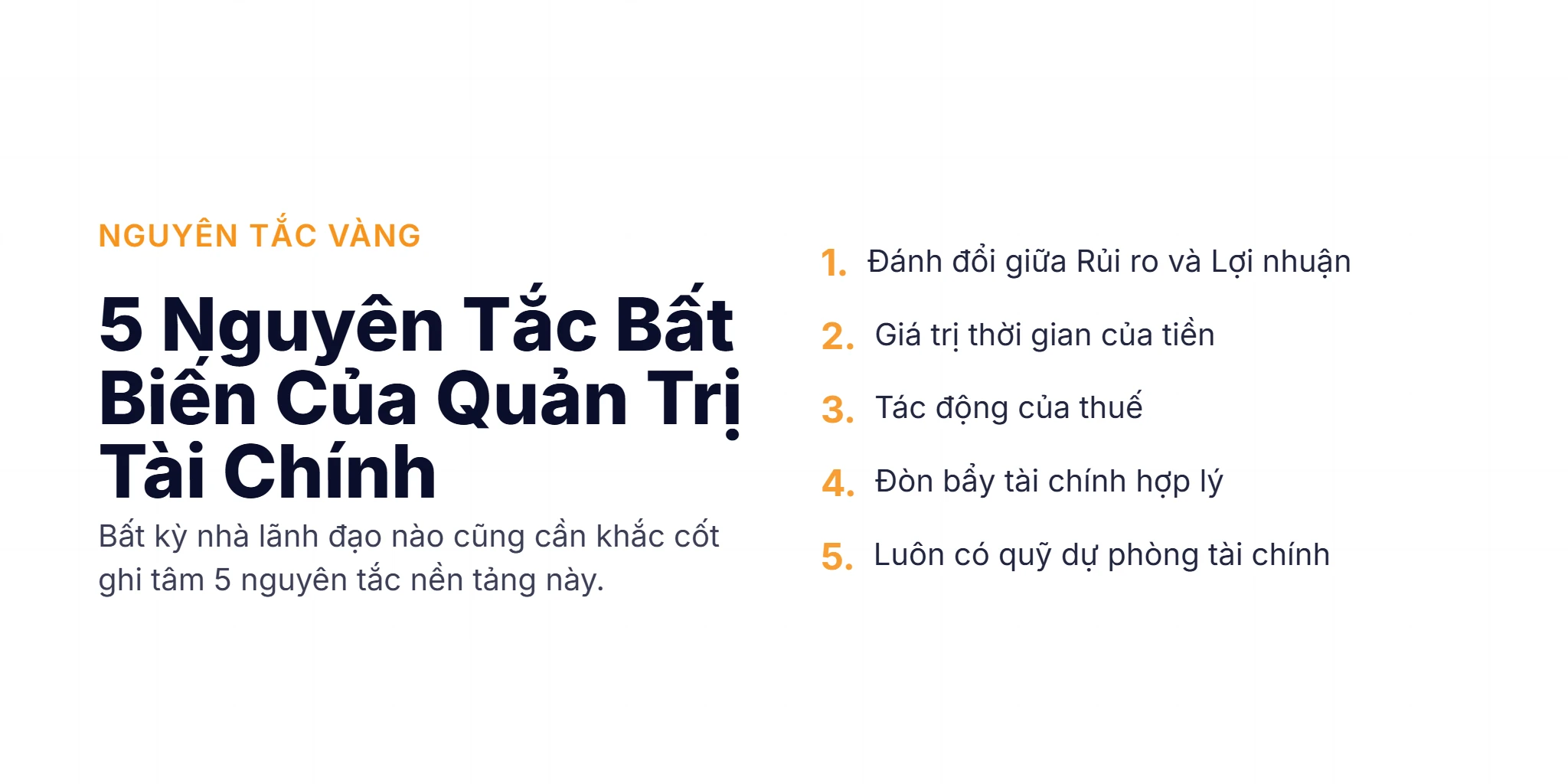 5 nguyên tắc then chốt khi quản trị tài chính