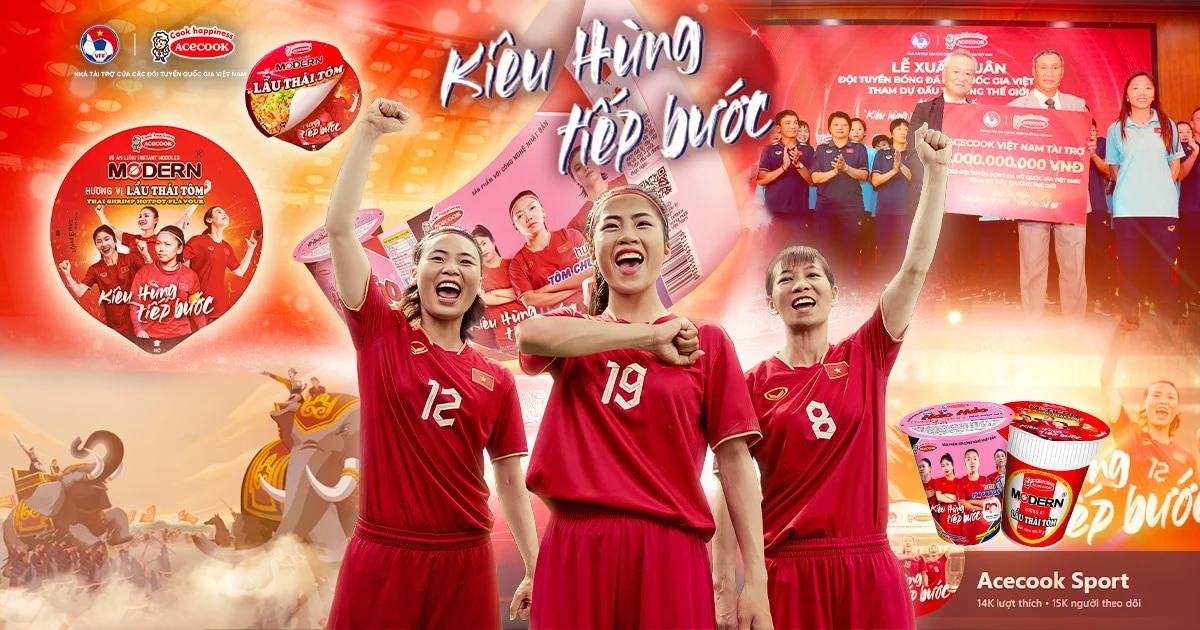 Acecook đã phát động chiến dịch “Kiêu Hùng Tiếp Bước” nhằm cổ vũ tinh thần cho đội tuyển bóng đá nữ Việt Nam