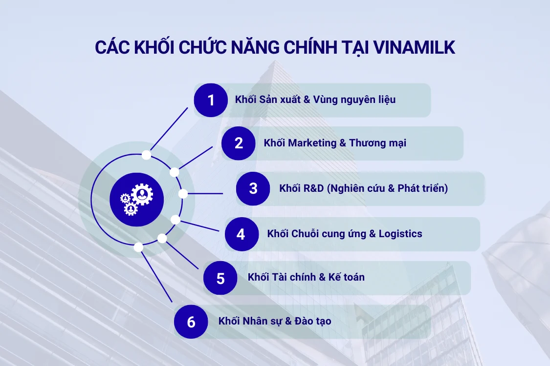 Các khối chức năng chính tại Vinamilk