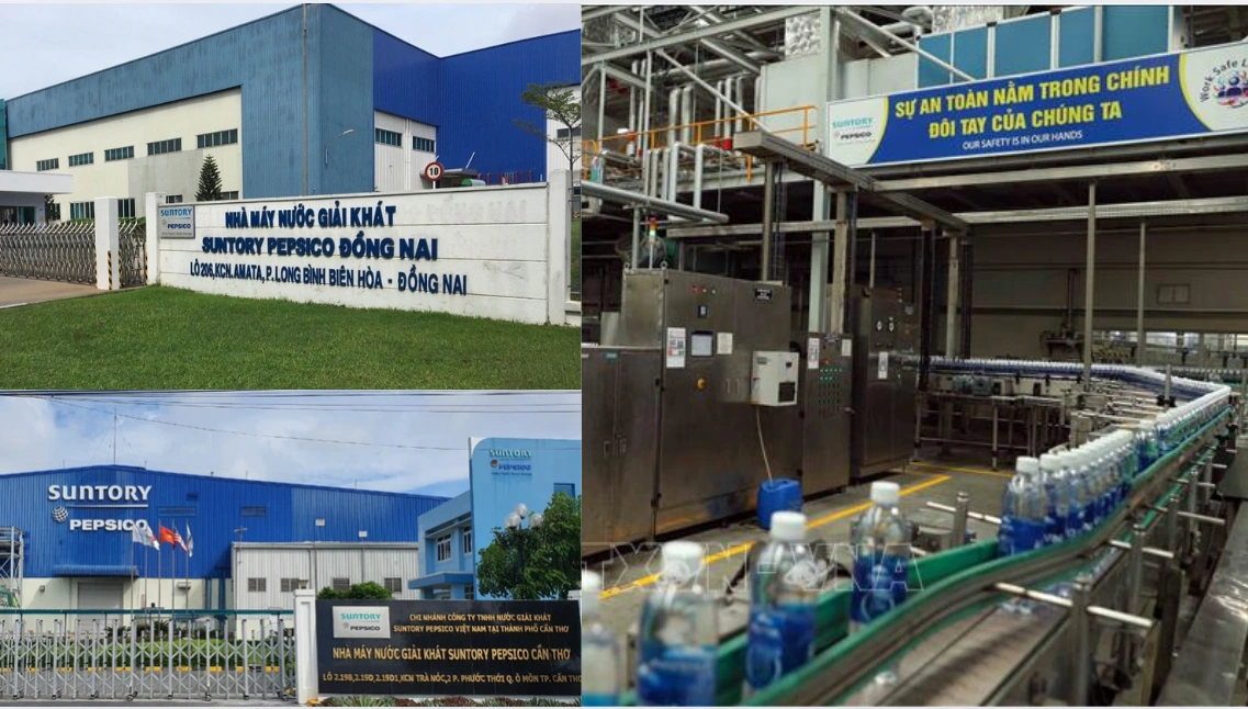 Các nhà máy Suntory sản xuất nước uống Aquafina tại nhiều tỉnh thành