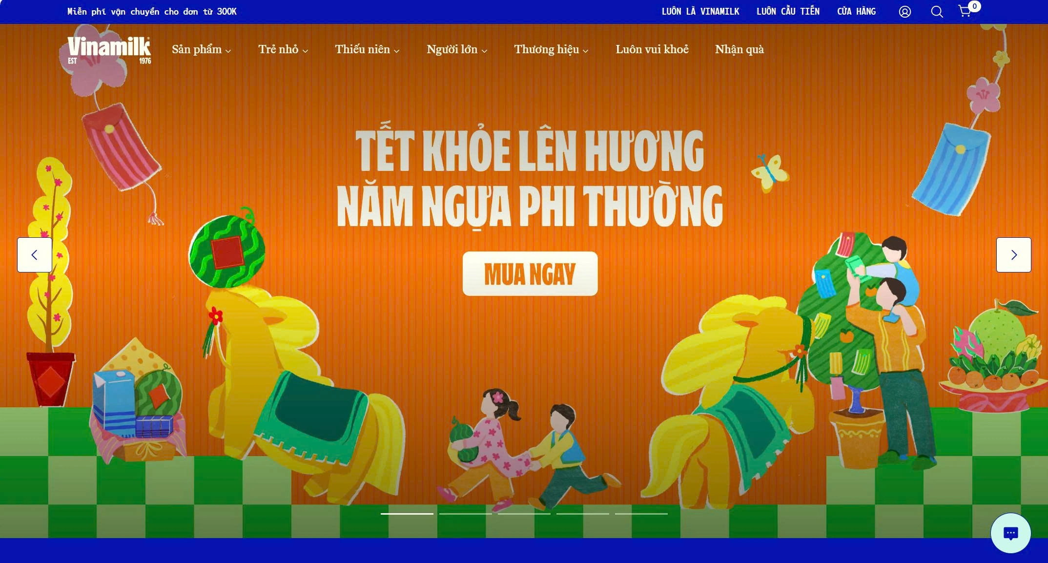 Giao diện website của Vinamilk