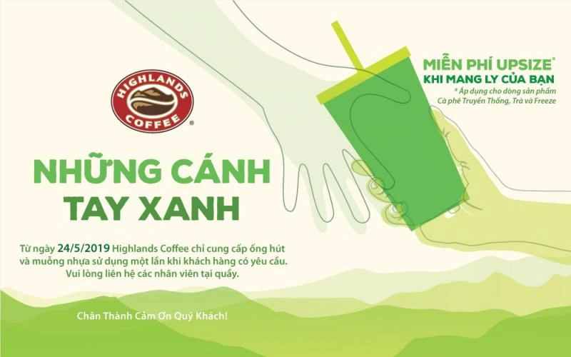 Highlands Coffee góp phần thay đổi thói quen sử dụng đồ nhựa dùng một lần